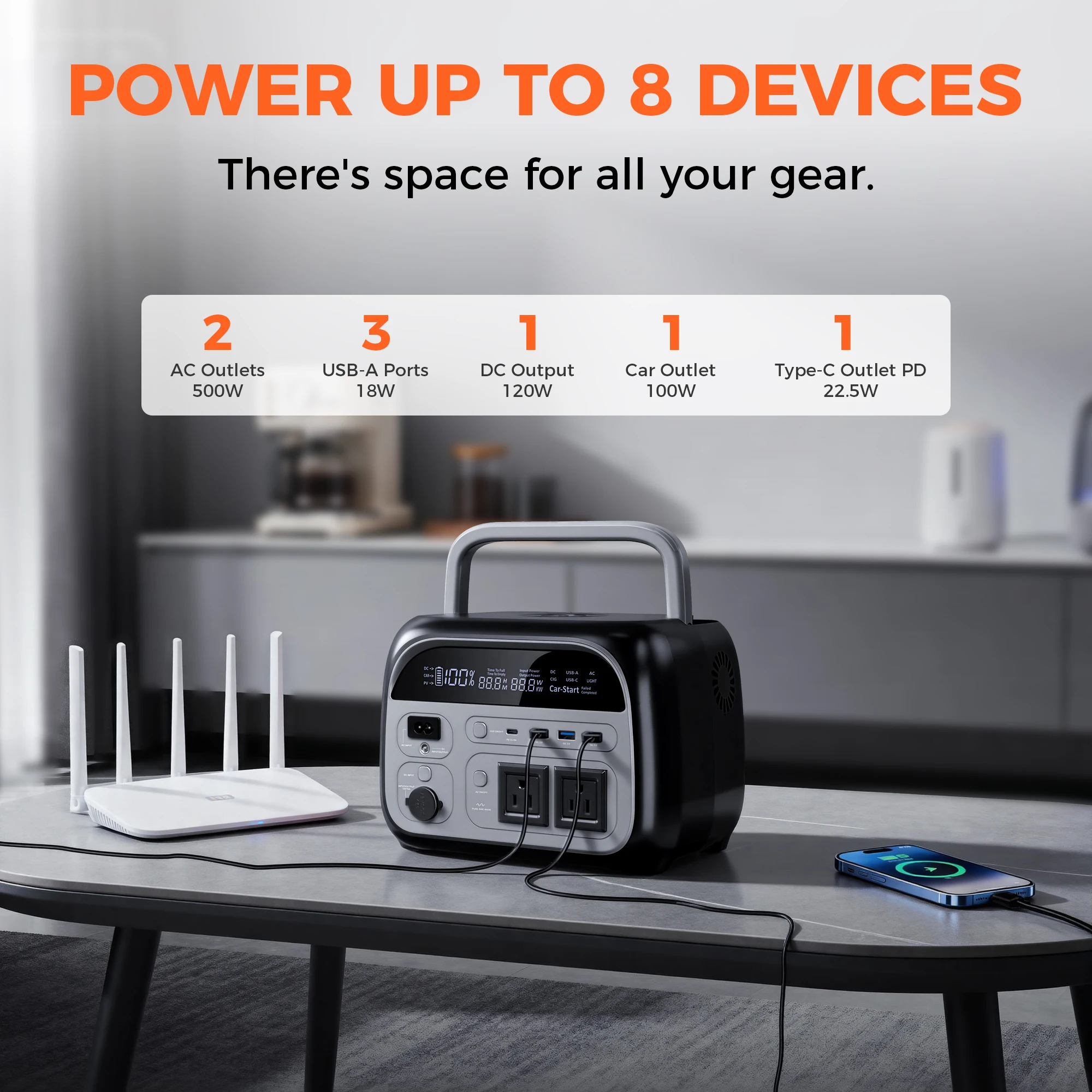 CTOLITY AP400 Solar Generator 346Wh 500W Portable Power Station LiFePO4 UPS - Image 3