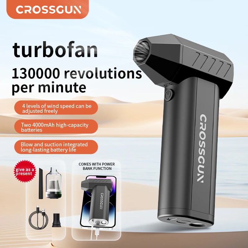 CROSSGUN X6 Pro Turbo Jet Fan – Powerful Portable Dust Blower with LED