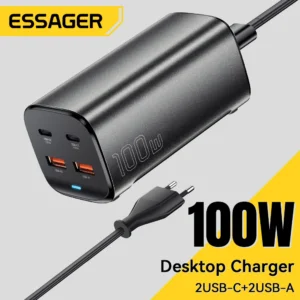 Essager 100W USB-C GaN Charger | QC 4.0 Fast Charging for iPhone 15, MacBook & Samsung